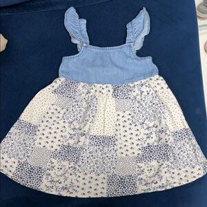 OshKosh B'gosh Blue Denim and White Floral Dress